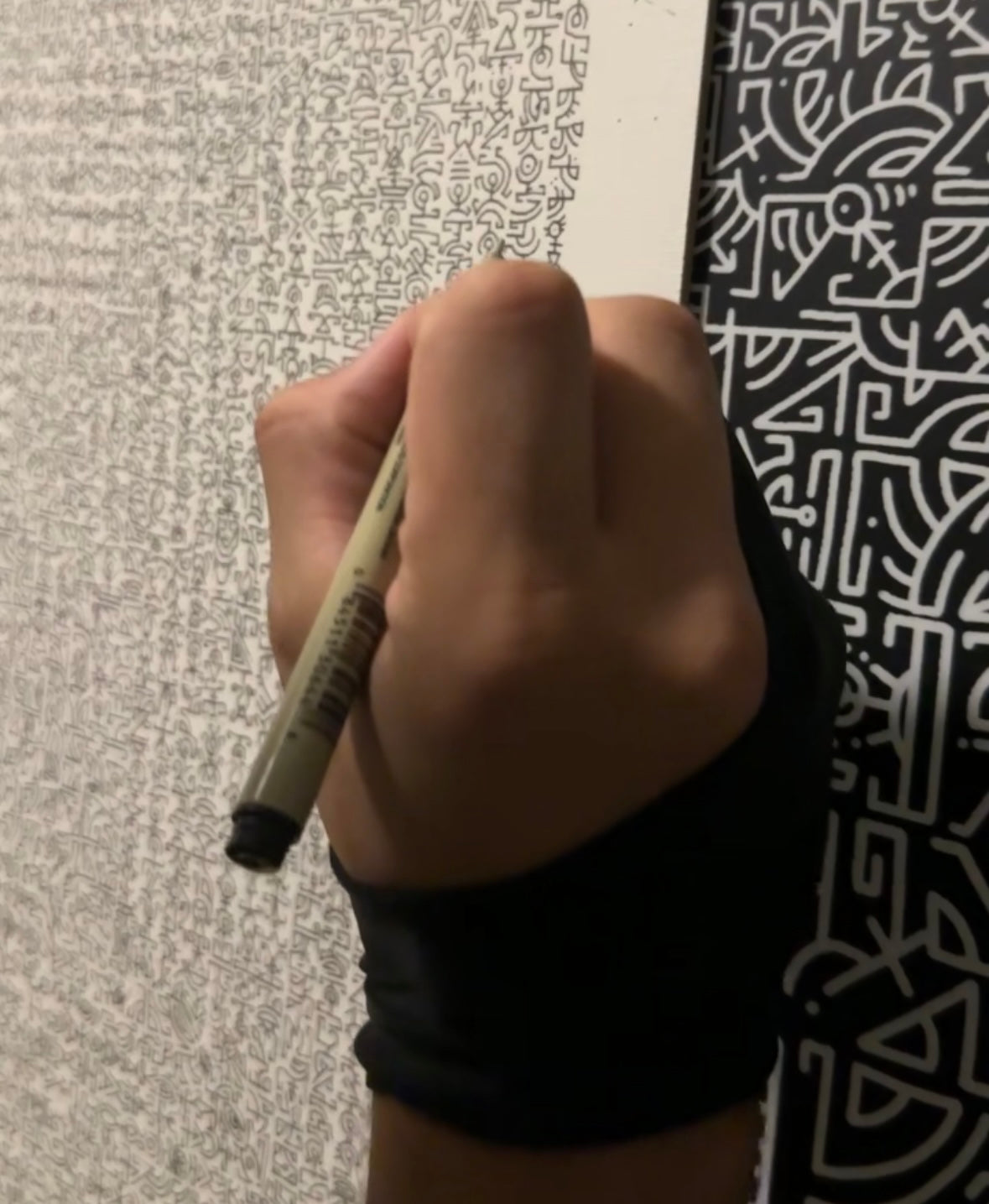 Working on Mindseye - 2025 by Jafeth - Square artwork with a grid pattern on a black background