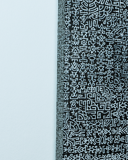 Textile with a geometric pattern on a light blue background