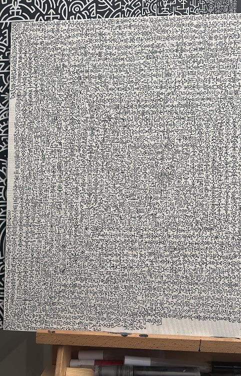 Mindseye - 2025 by Jafeth - Square artwork with a grid pattern on a black background